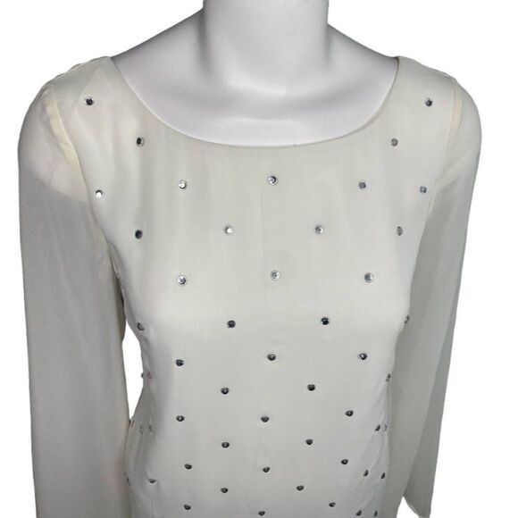 Allen B White Chiffon Rhinestone Dress Sz 4 NEW - Picture 3 of 10